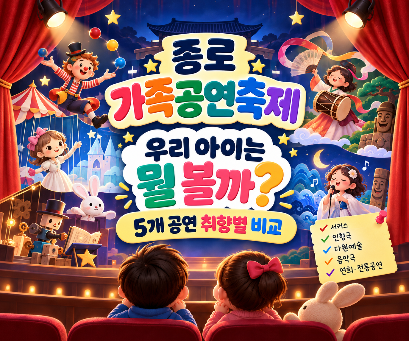 2026 종로 가족공연축제 5편 비교｜아이 연령·취향별 공연 고르기